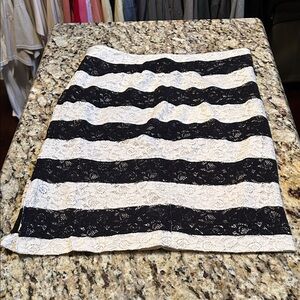 The Limited Black and Cream Lace Pencil Skirt